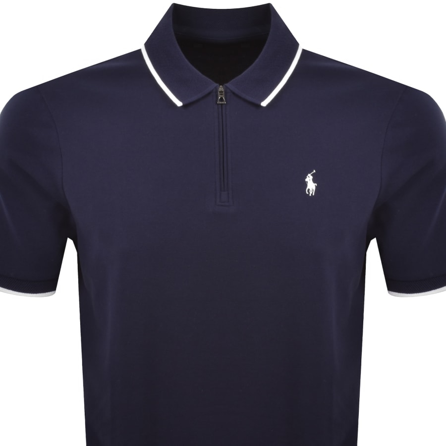 Ralph Lauren Stretch Mesh Zip Polo Navy | Mainline Menswear ca
